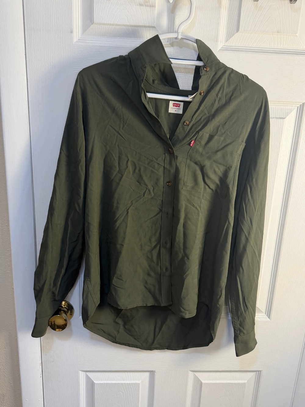 Levi's Women's Olive Green Button-Up Shirt M